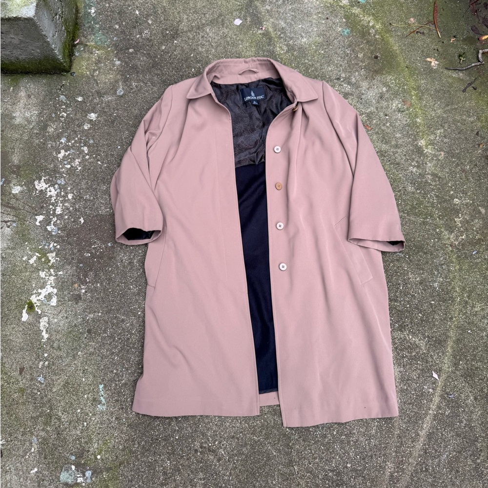 London Fog Taupe Car Coat Mens Long Topcoat Size L/XL